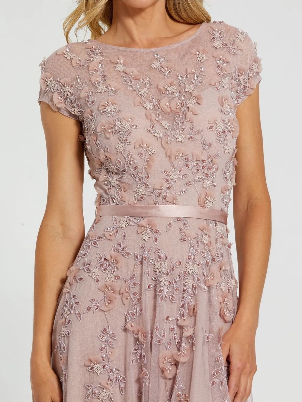MAC DUGGAL
Pink Floral Embellished Cap Sleeve Gown - Picture 12 of 12